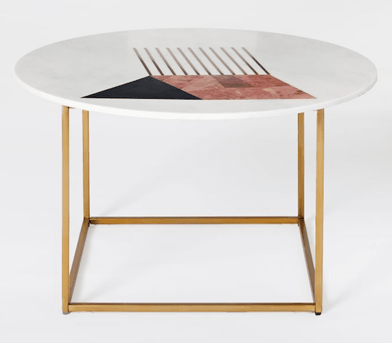 wood tables marble inlay